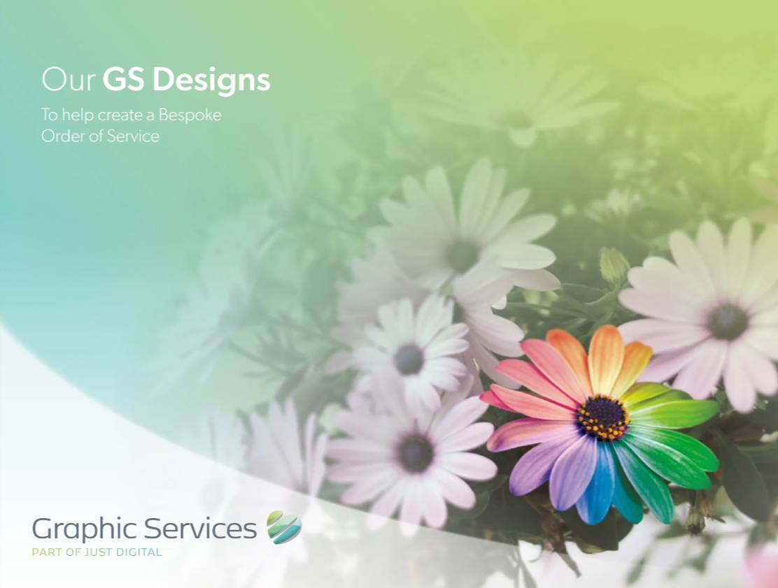 Front cover of the Graphic Services GS Designs brochure